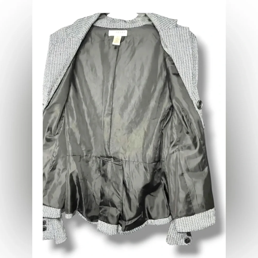 Kenar Black Gray Knit Blazer Jacket Size L Tailored Career 3 Button - Picture 5 of 8